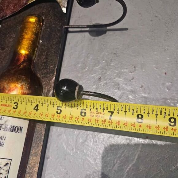 Metal Coat Hook Wine Motif 17" x 7" 5 Hooks - Picture 5 of 6